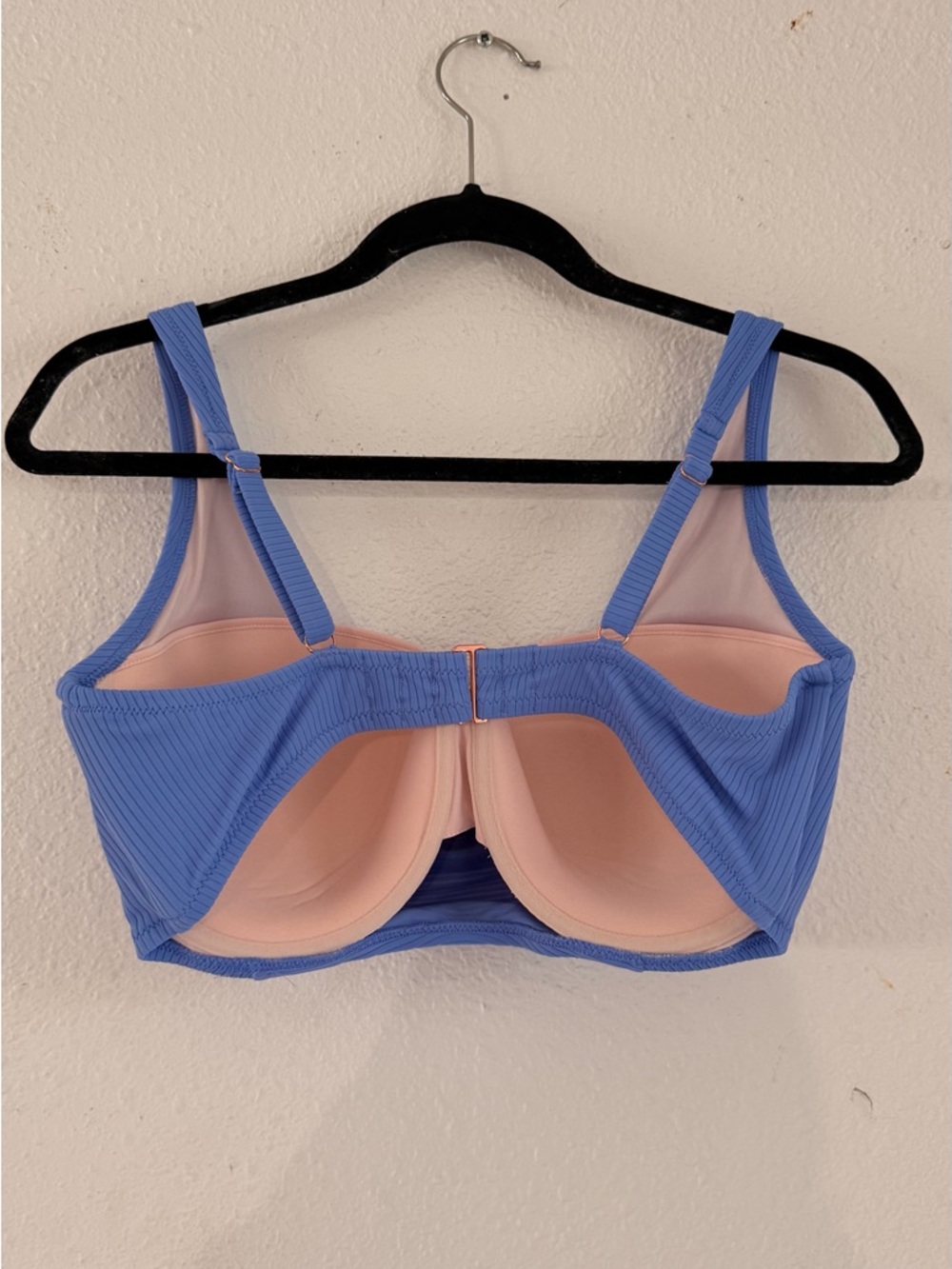 Supportive Blue Ribbed Swim Suit Top - Picture 2 of 3